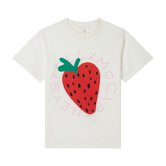 Girls White Strawberry T-Shirt
