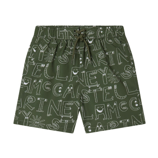 Boys Khaki Logo Swim Shorts