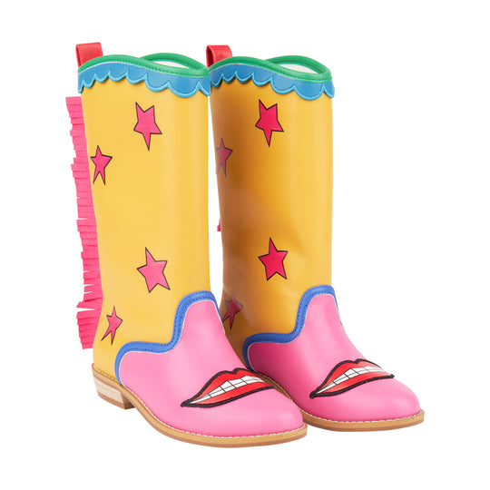 Girls Colourful Lip Boots
