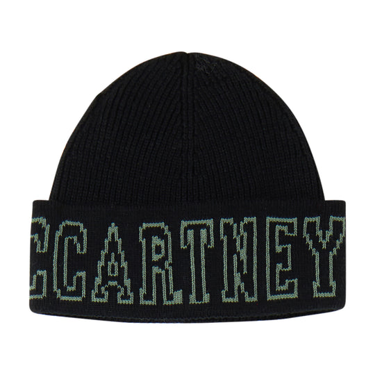 Boys Black Knitted Logo Hat