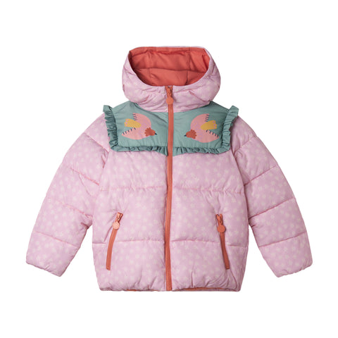 Stella McCartney Kids Girls Pink Bird Puffer Coat