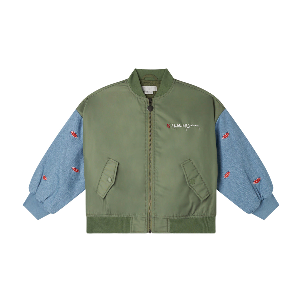Stella McCartney Kids Girls Green Lips Denim Jacket