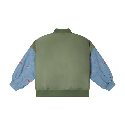 Stella McCartney Kids Girls Green Lips Denim Jacket