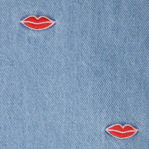 Stella McCartney Kids Girls Green Lips Denim Jacket
