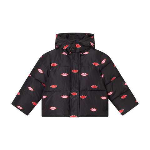 Stella McCartney Kids Girls Black Lips Puffer Coat