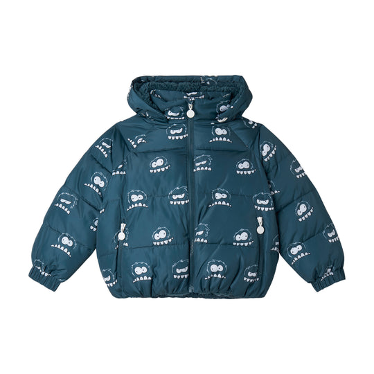 Boys Teal Monster Puffer Coat