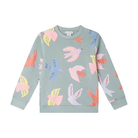 Girls Green Bird Sweatshirt