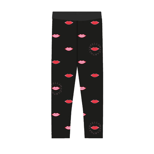 Girls Black Lips Leggings