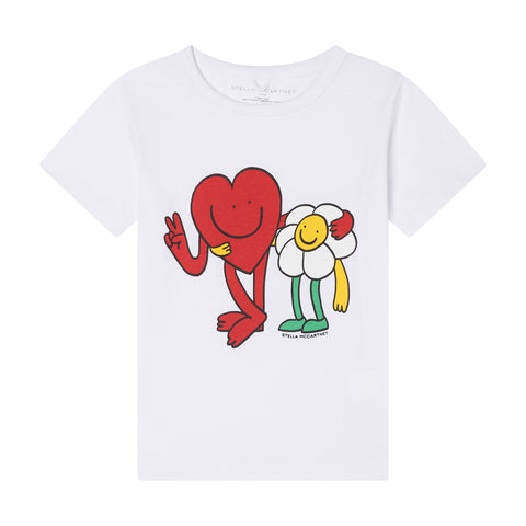 Stella McCartney Kids Girls White Flower T-Shirt