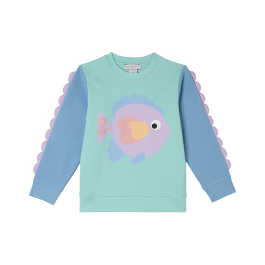 Girls Light Blue Fish Sweatshirt
