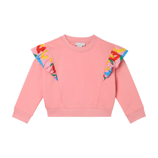 Girls Pink Frill Sweatshirt