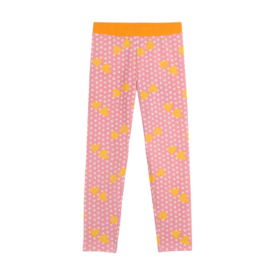 Girls Peach Heart Leggings