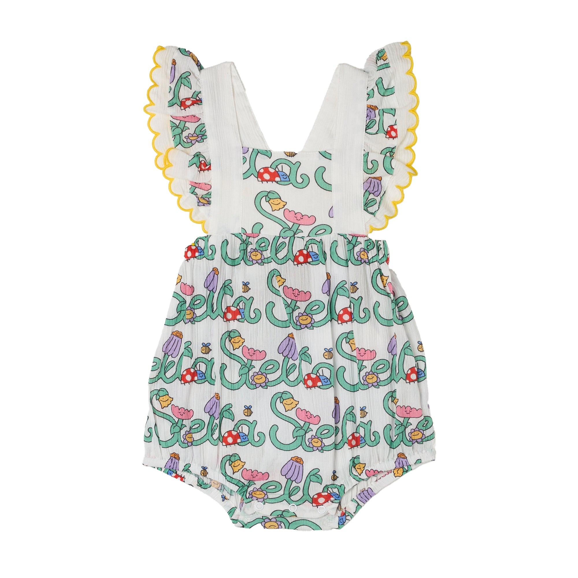 Stella McCartney Kids Baby Girls Ivory Logo Frill Romper