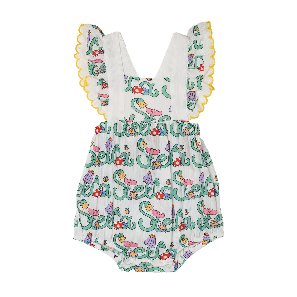 Stella McCartney Kids Baby Girls Ivory Logo Frill Romper