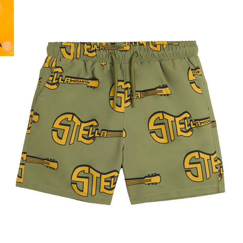Stella McCartney Kids Boys Khaki Guitar Swim Shorts