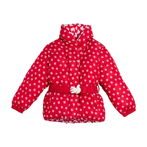 Girls Red And White Reversible Puffer