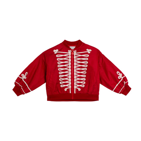Girls Red Military Bomber Jacket