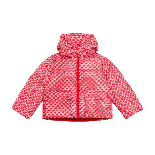 Girls Red And White Sport Puffer