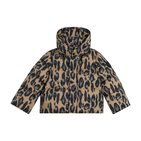 Girls Brown And Black Leopard Print Puffer