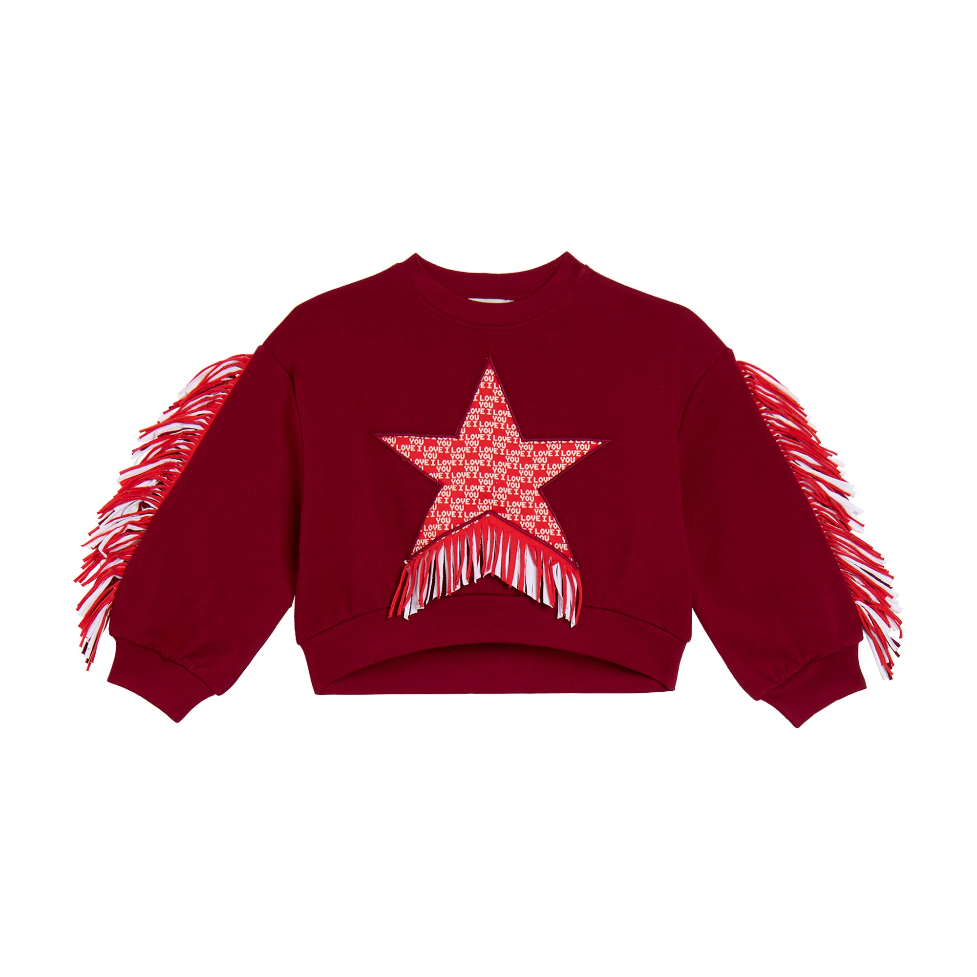 Stella McCartney Kids Girls Maroon Star Fringe Sweatshirt