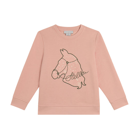 Girls Pink Horse Sweatshirt