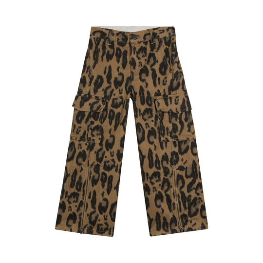Girls Brown Leopard Print Trousers
