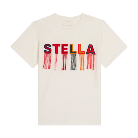 Girls Ivory Logo Fringe T-Shirt