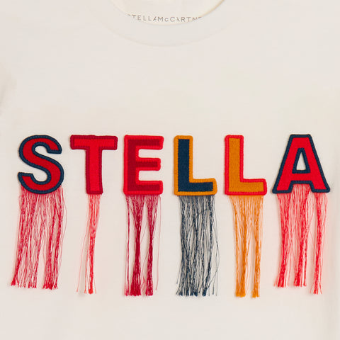 Girls Ivory Logo Fringe T-Shirt