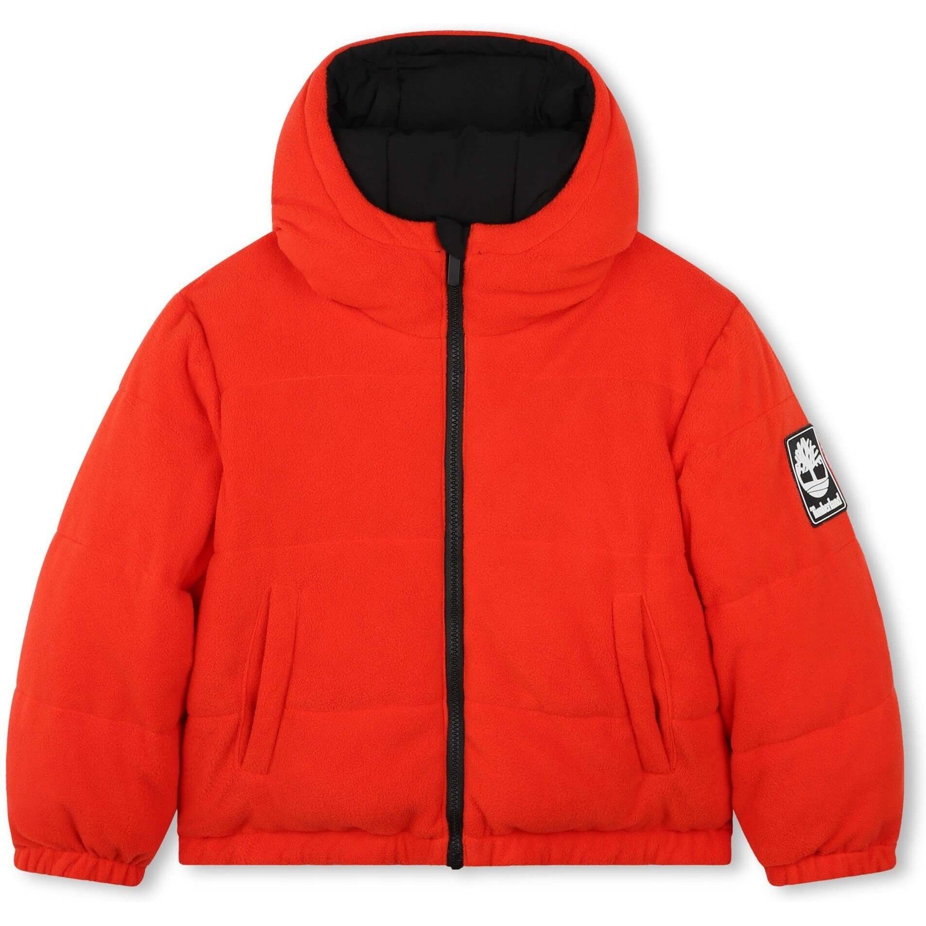 Timberland Kids Boys Red/ Black Reversible Puffer Coat