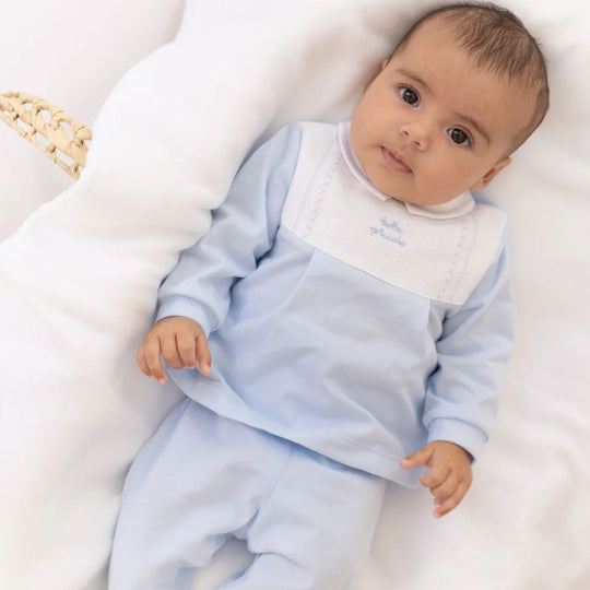 Baby Boys Sky Blue 2 Piece Babygrow