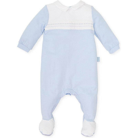 Baby Boys White & Blue Babygrow