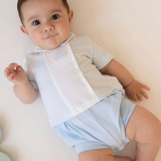 Boys Pale Blue And White Romper