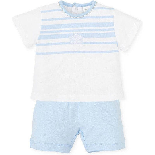 Boys White & Blue Shorts Set