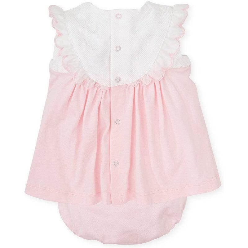 Tutto Piccolo Girls Pink Embroided Dress With Bloomers