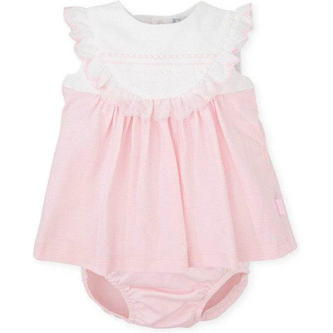 Tutto Piccolo Girls Pink Embroided Dress With Bloomers