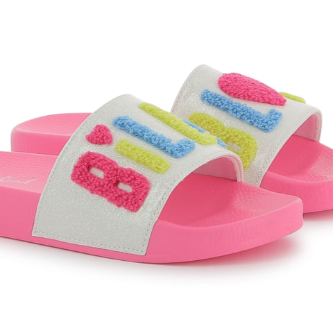 BILLIEBLUSH Girls Pink Logo Slides