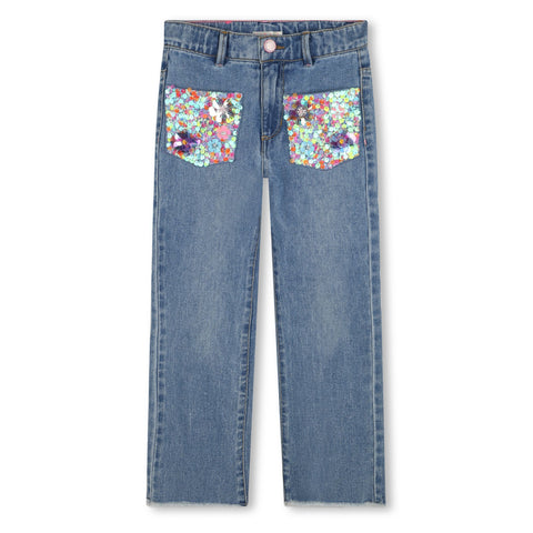 Billieblush Girls Denim Sequin Jeans