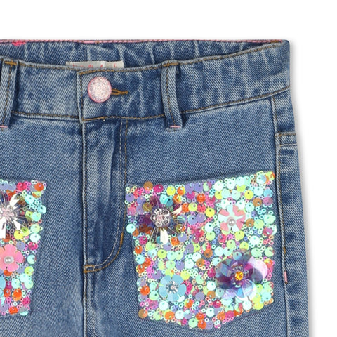 Billieblush Girls Denim Sequin Jeans