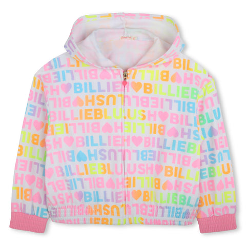 Billieblush Girls White Logo Hooded Cardigan