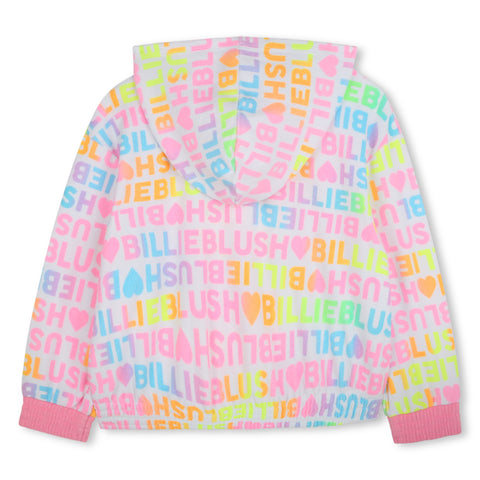 BILLIEBLUSH Girls White Logo Hooded Cardigan