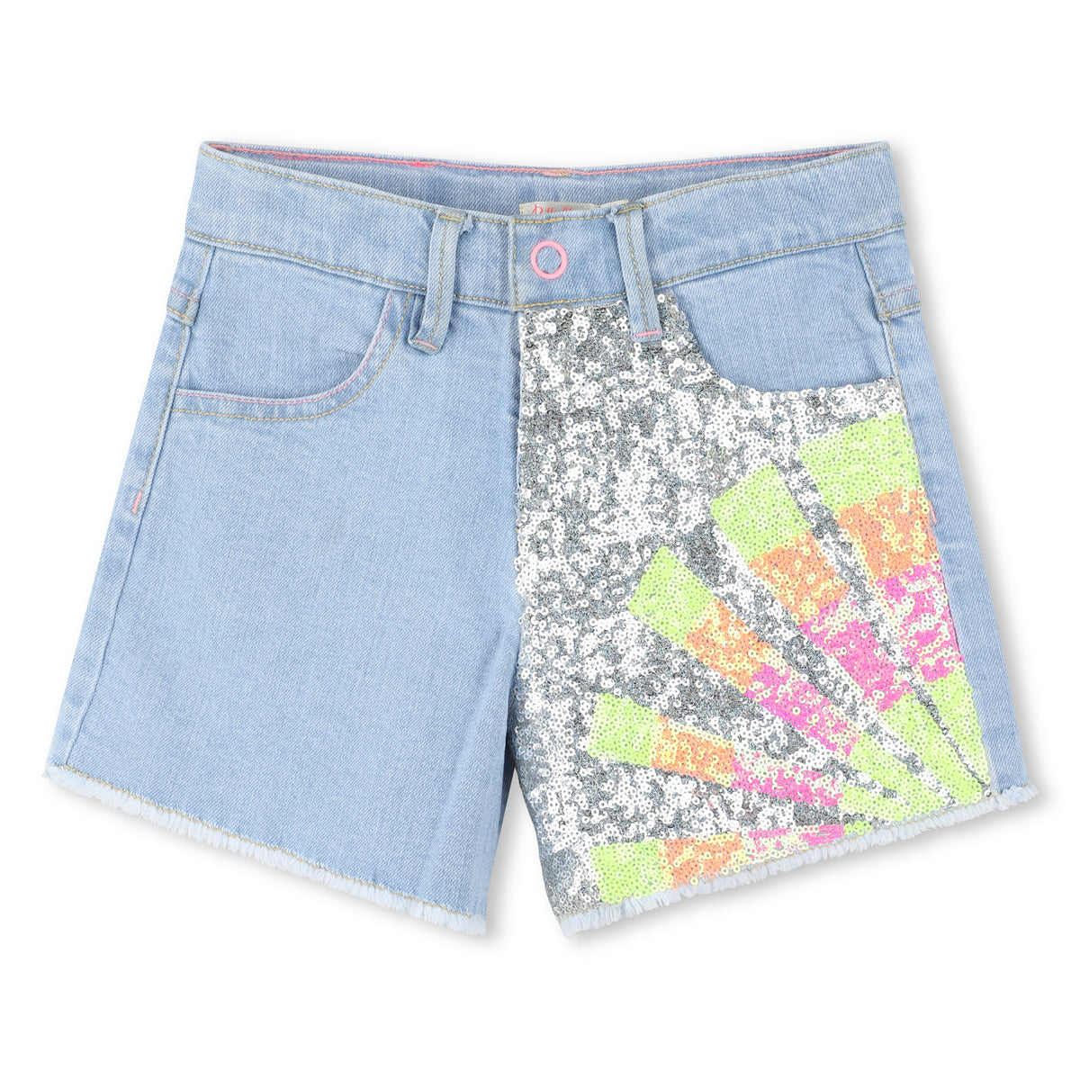 Billieblush Girls Denim Sequin Sun Shorts