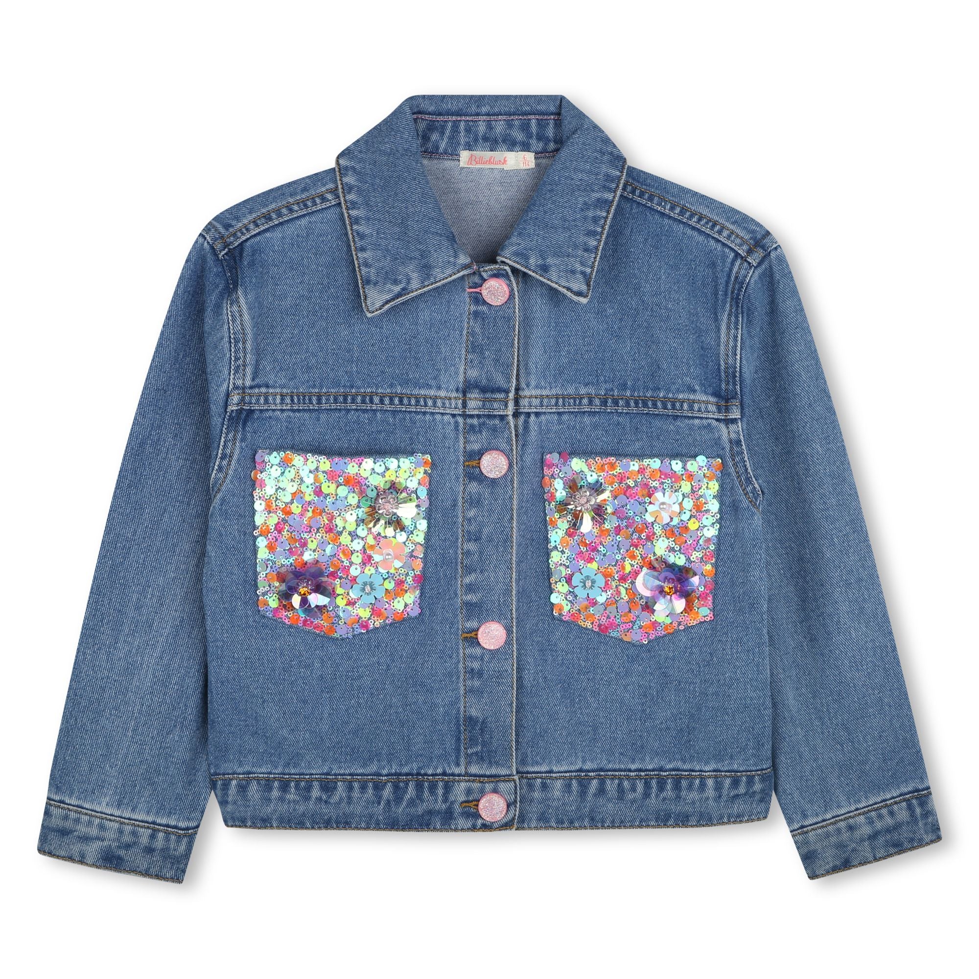 BILLIEBLUSH Girls Denim Sequin Jacket