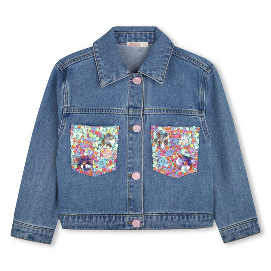 Girls Denim Sequin Jacket