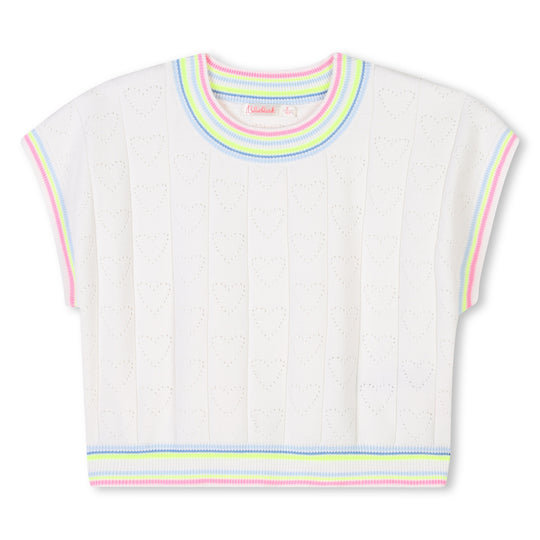 Girls Ivory Short Sleeve Sweater
