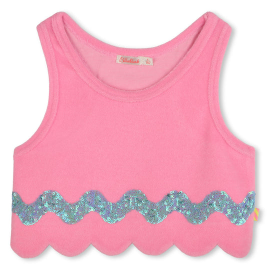 Girls Pink Towelling Tank Top