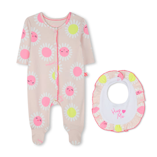 Girls Pink Flower Babygrow