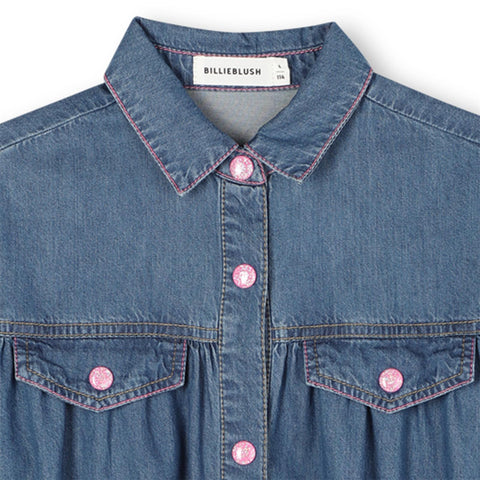 BILLIEBLUSH Girls Blue Denim Dress