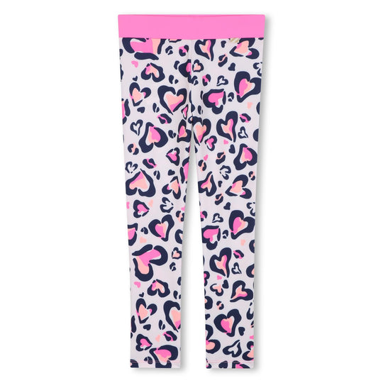 Girls Pink Heart Leggings