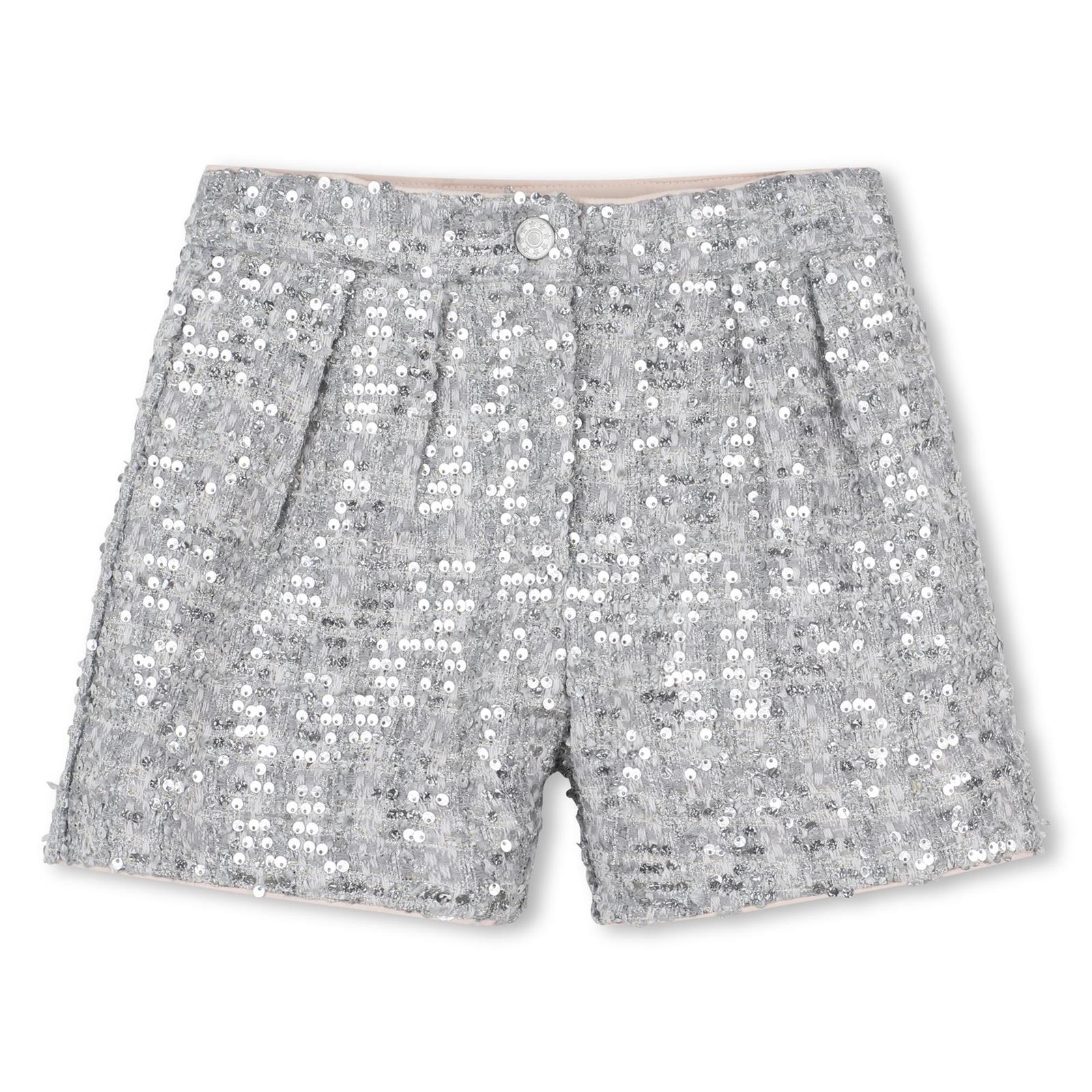 BILLIEBLUSH Girls Silver Sequin Short