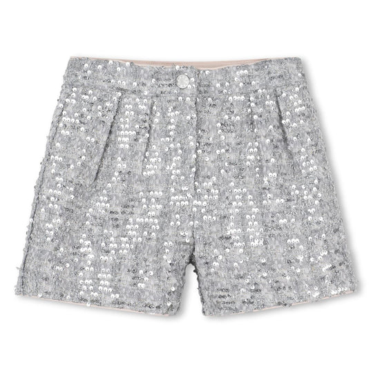 Girls Silver Sequin Short